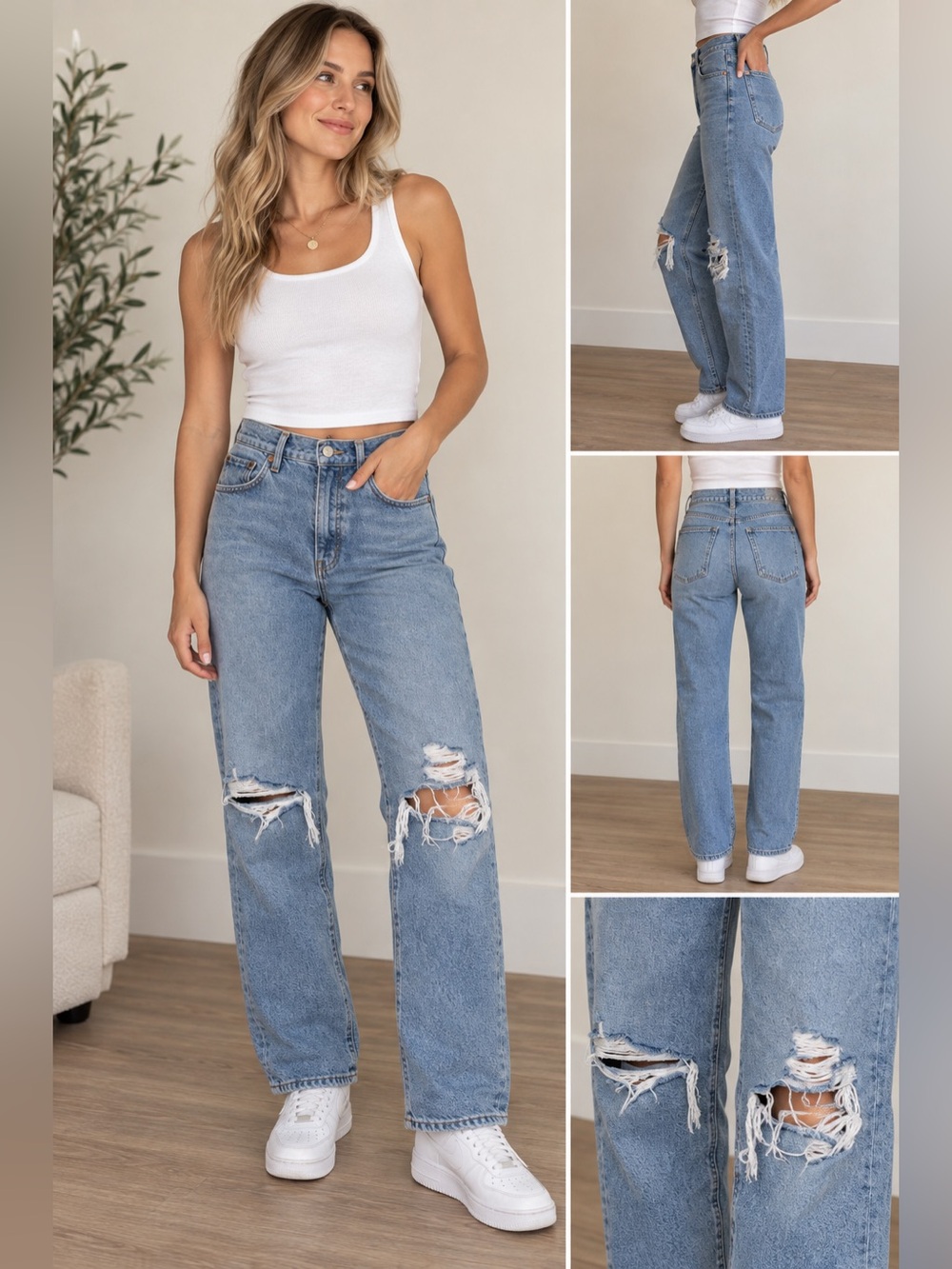AGOLDE Riley Cropped High Rise Distressed Straight Jeans Size 26